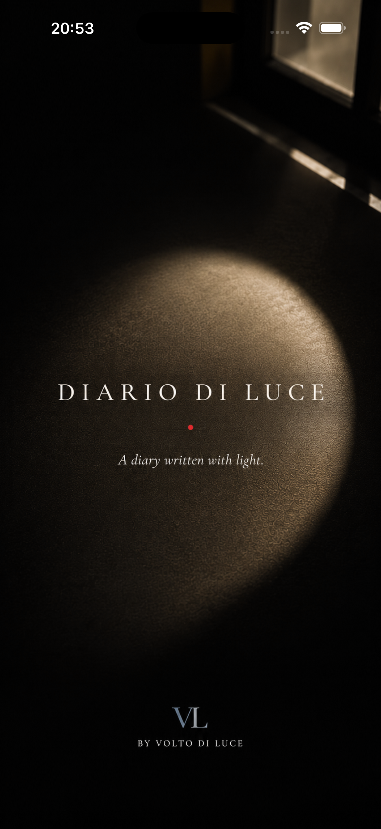 Diario di Luce startskärm på iPhone