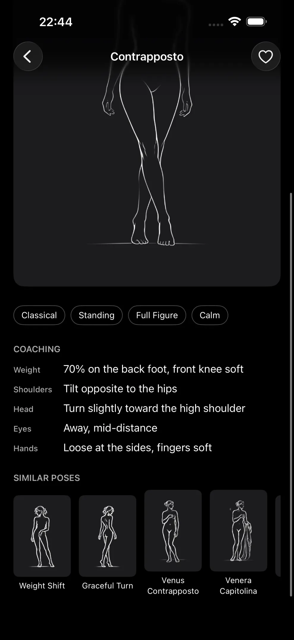 Forma di Luce — Contrapposto-Pose mit Regie-Anweisungen