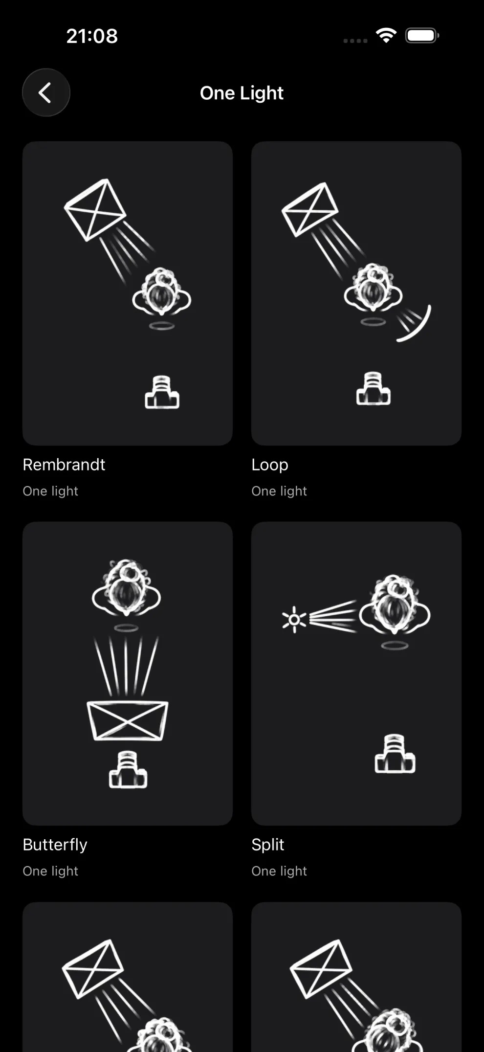 Schema di Luce — the One Light section as a grid of hand-drawn diagrams